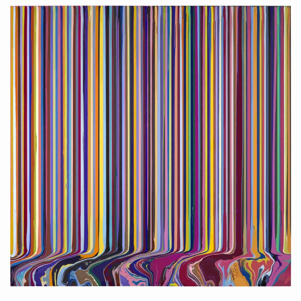 Ian Davenport comparable auction result: ian davenport b 1966 colourcade pink black overall 78 3 4 x 78 7 8 in 200 x 200 4 cm painted in 2014