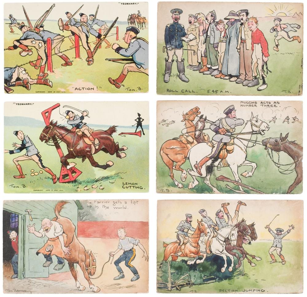 Jacques Louis Roux comparable auction result: browne tom 1870 1910 a group of 6 original pen and ink and watercolour postcard designs