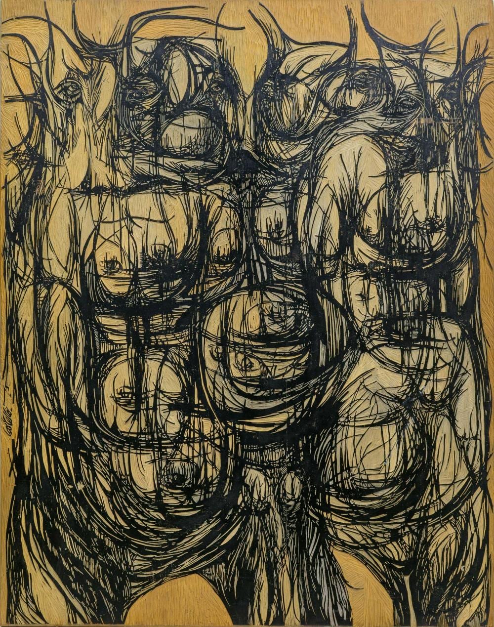 Michael Costello comparable auction result: michael costello sa 1948 2021 wood panel abstract signed dated 75 95 x 74