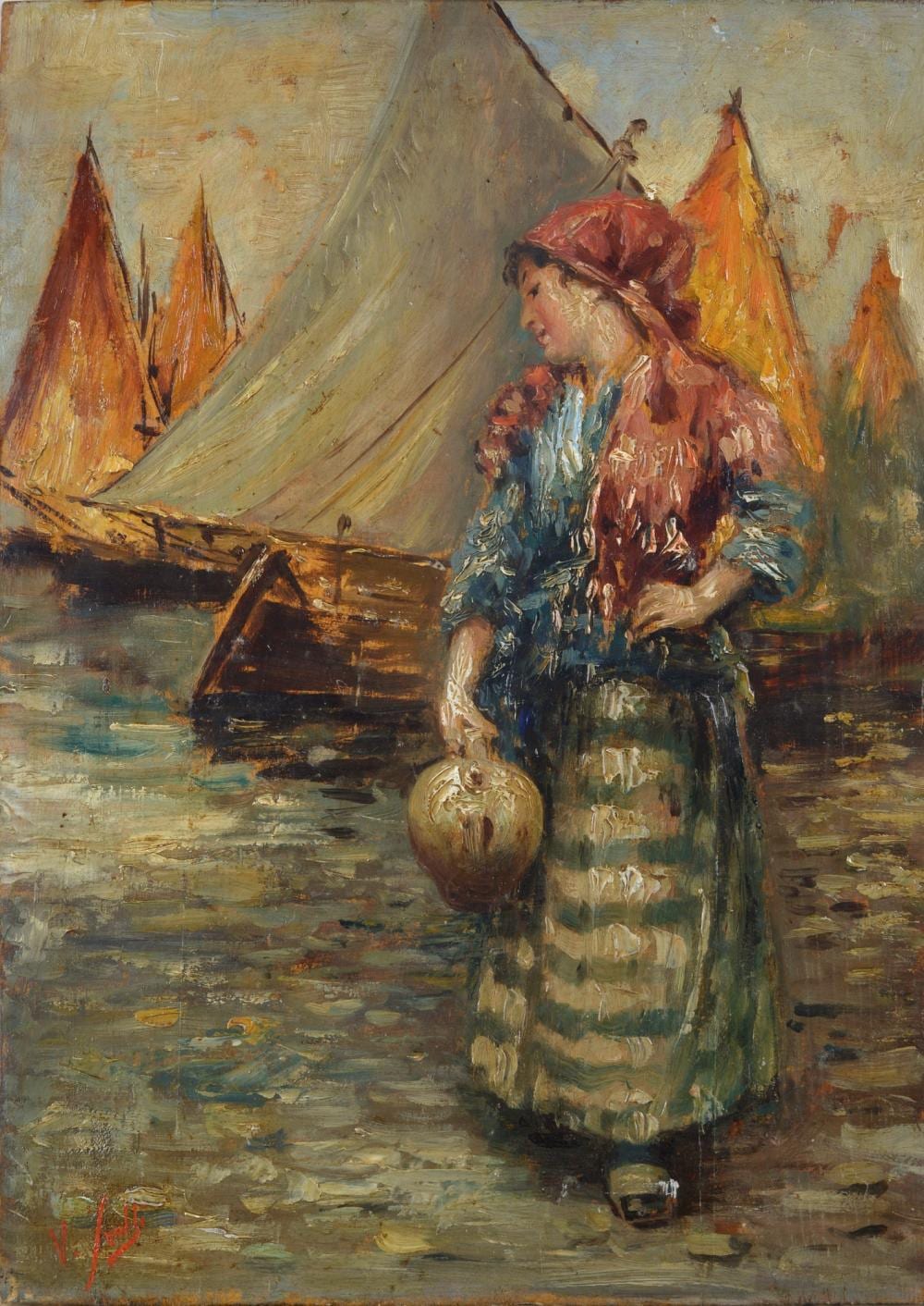 Vincenzo Irolli comparable auction result: vincenzo irolli napoli 1860 1949 popolana con anfora