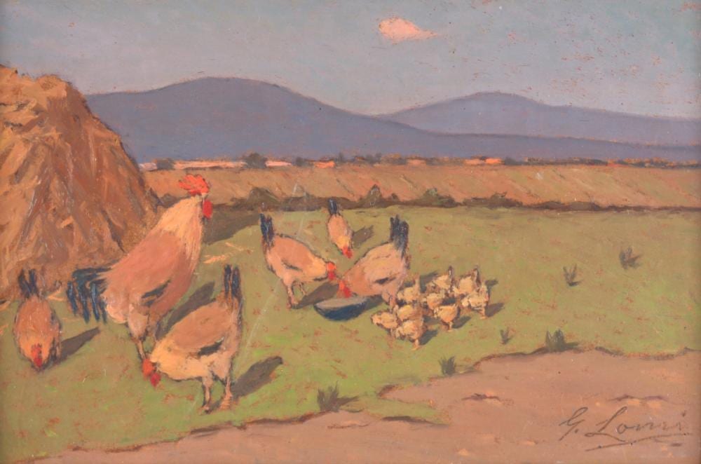 Giovanni Lomi comparable auction result: giovanni lomi livorno 1889 1969 polli sull aia