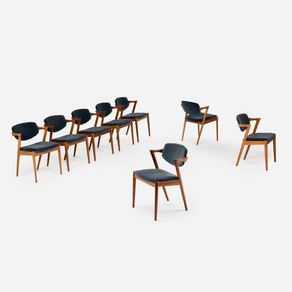 Kai Kristiansen comparable auction result: kai kristiansen armchairs model 42 set of eight