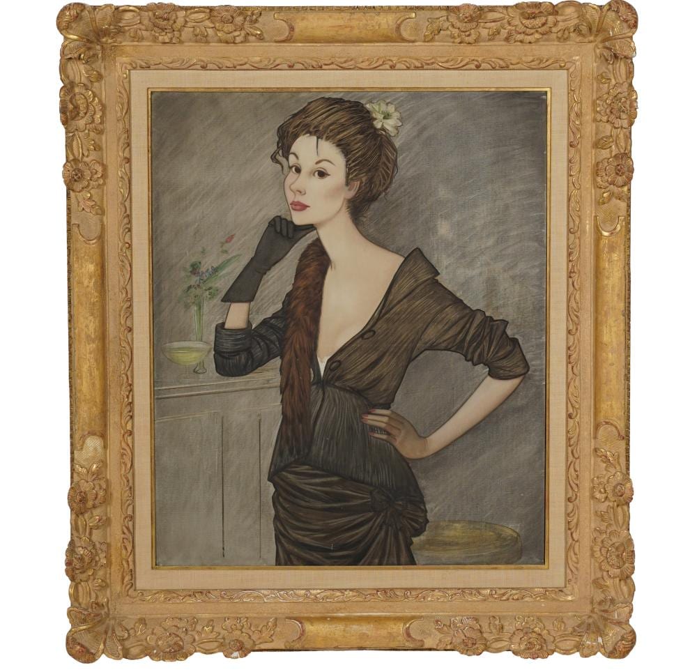 Philippe Henri Noyer comparable auction result: philippe henri noyer 1917 1985 portrait of a lady in black dress