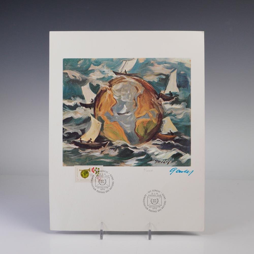 Janis (1903) Gailis comparable auction result: janis gailis union postale universelle lithograph signed