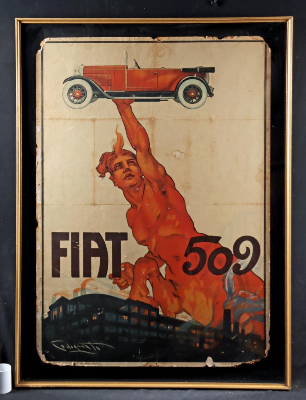 Plinio Codognato comparable auction result: plinio codognato fiat 509 original 1925 color lithograph poster
