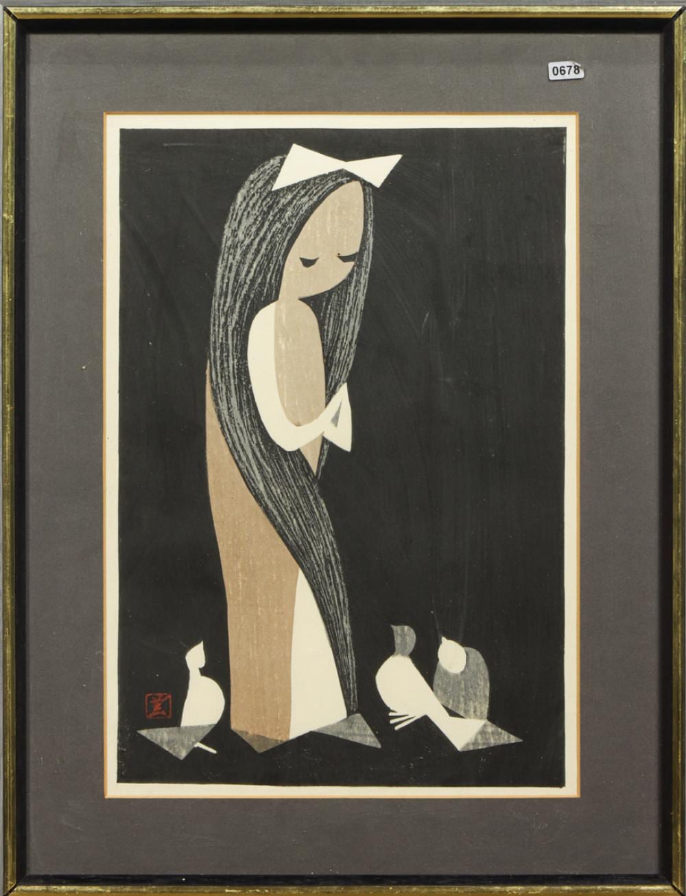 Kaoru Kawano comparable auction result: kaoru kawano girl and doves
