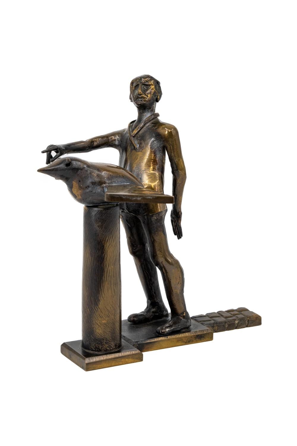 jef claerhout 1937 2022 man met vogel a belgian patinated bronze sculpture · Ostantix Auctions · 2026-06-03 Jef Claerhout comparable auction result: jef claerhout 1937 2022 man met vogel a belgian patinated bronze sculpture