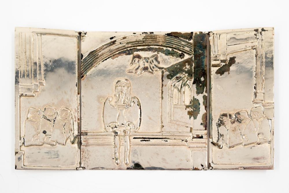 Vic Gentils comparable auction result: vic gentils 1919 1997 a figural decorated silver plated bronze triptych plaque