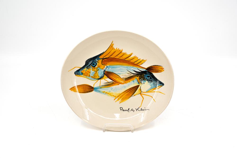 Paul (1909) Klein comparable auction result: paul georges klein 1909 1994 for quimper france a vintage plate decorated with fish