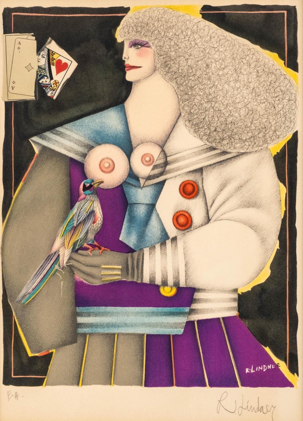 Richard (1856) Lindner comparable auction result: richard lindner double signed artist proof lithograph queen of hearts