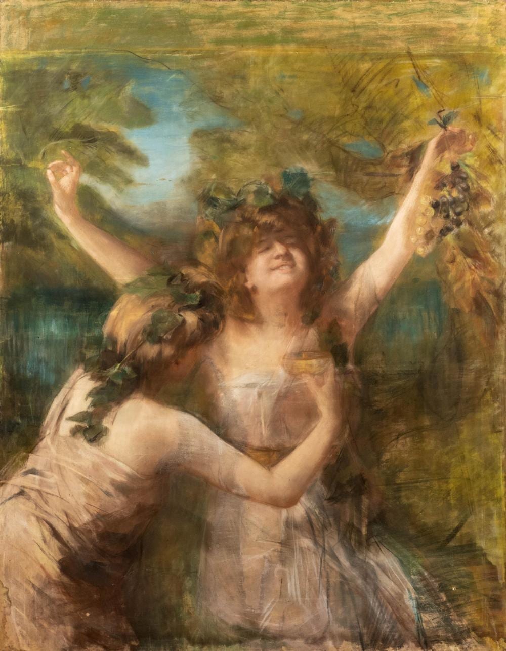Antoine Calbet comparable auction result: antoine calbet 19th century french school art nouveau bacchante pastel on canvas in the style of antoine calbet