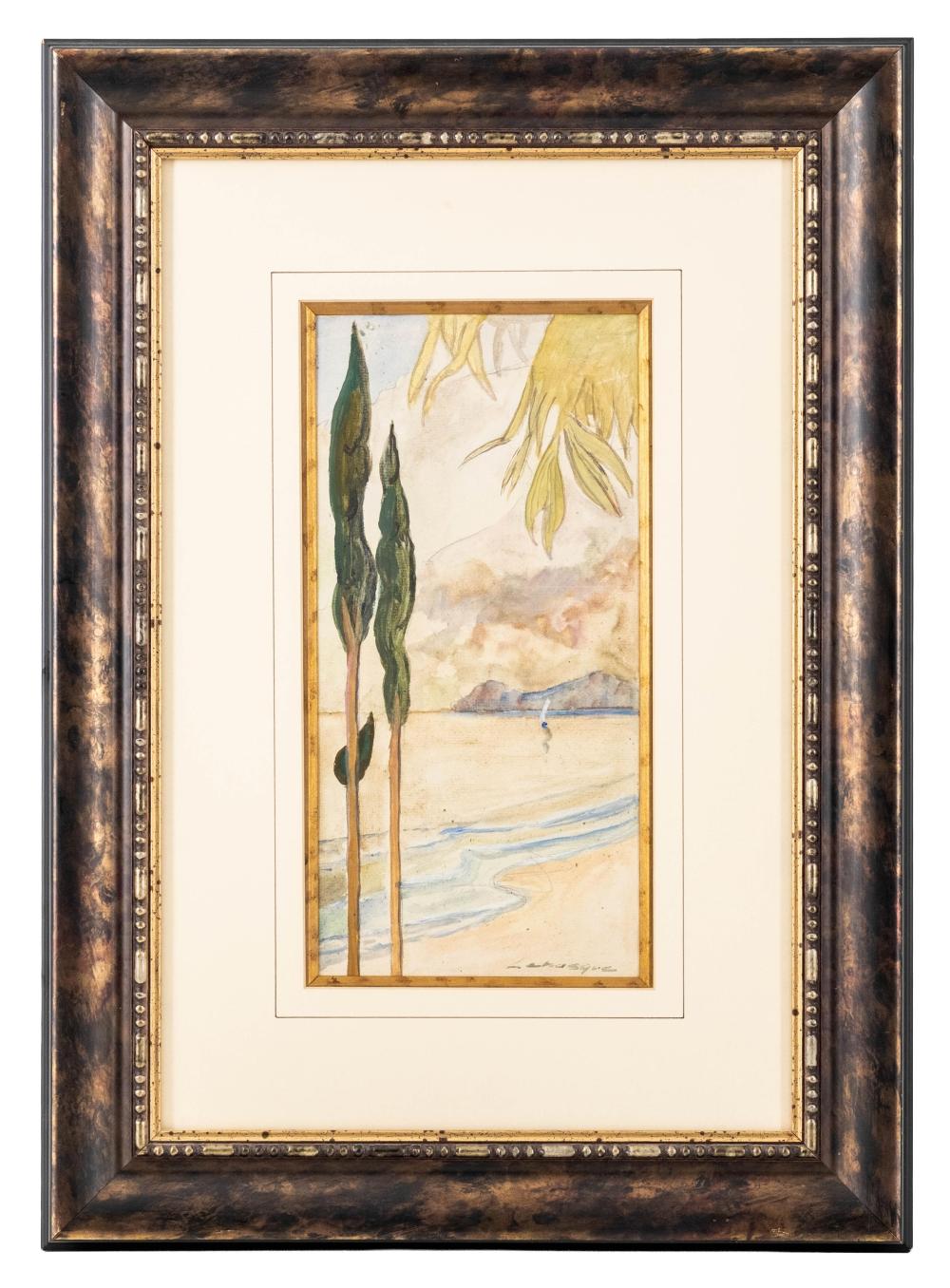 Henri Lebasque comparable auction result: henri lebasque signed french coastal landscape watercolor on paper painting