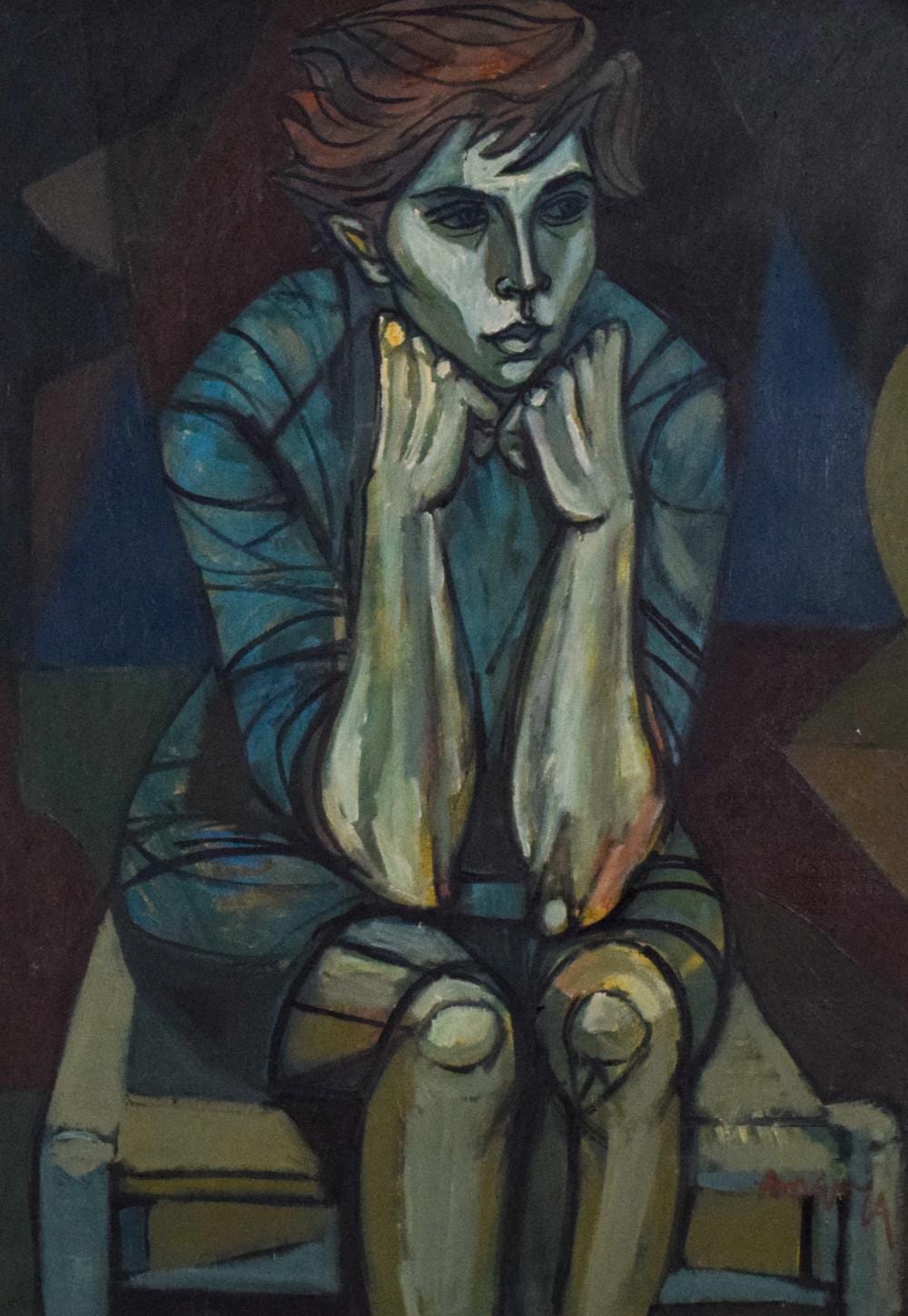 Irving Amen comparable auction result: irving amen oil on canvas pensive seated figure