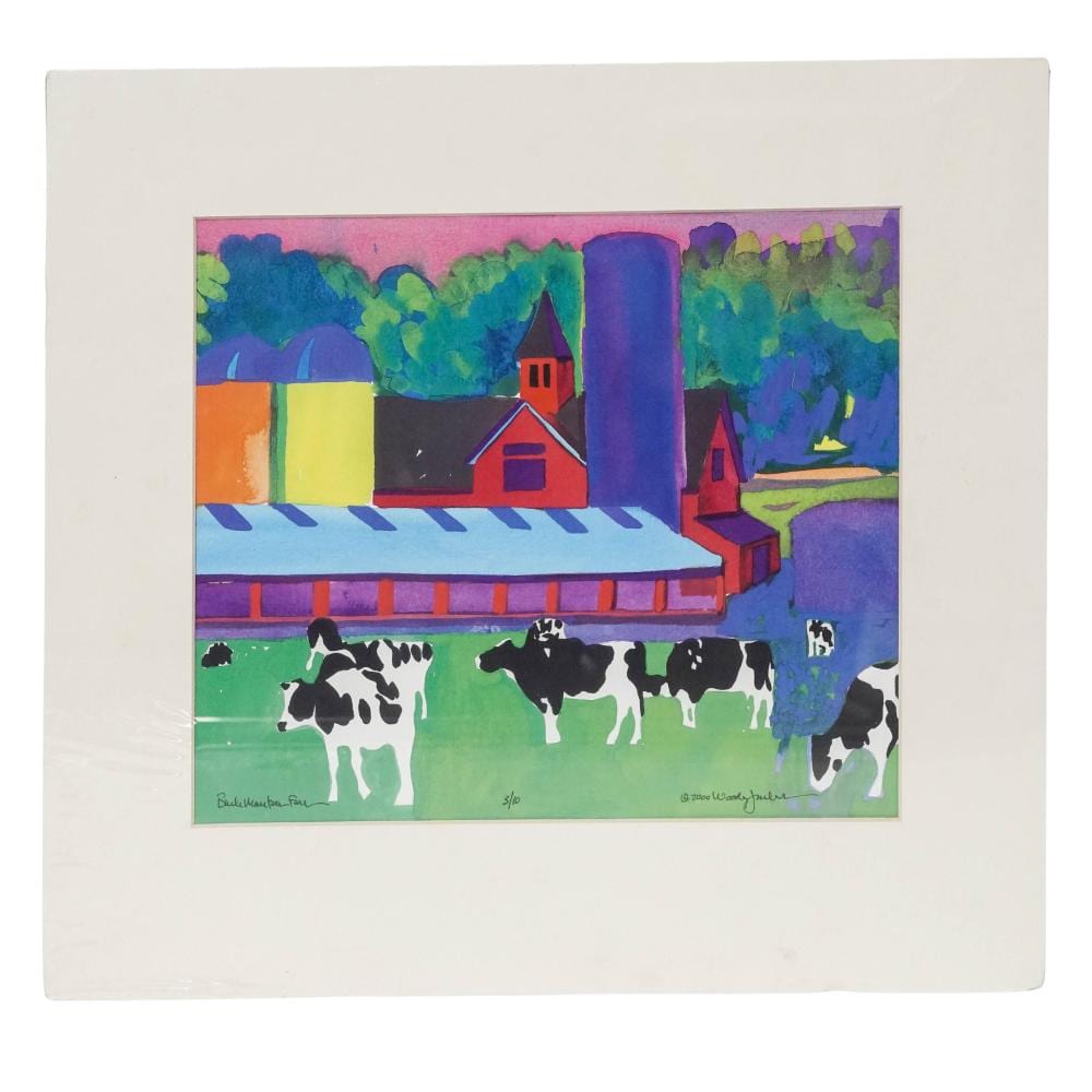 Woody Jackson comparable auction result: woody jackson american 1970 pastoral scene color lithograph