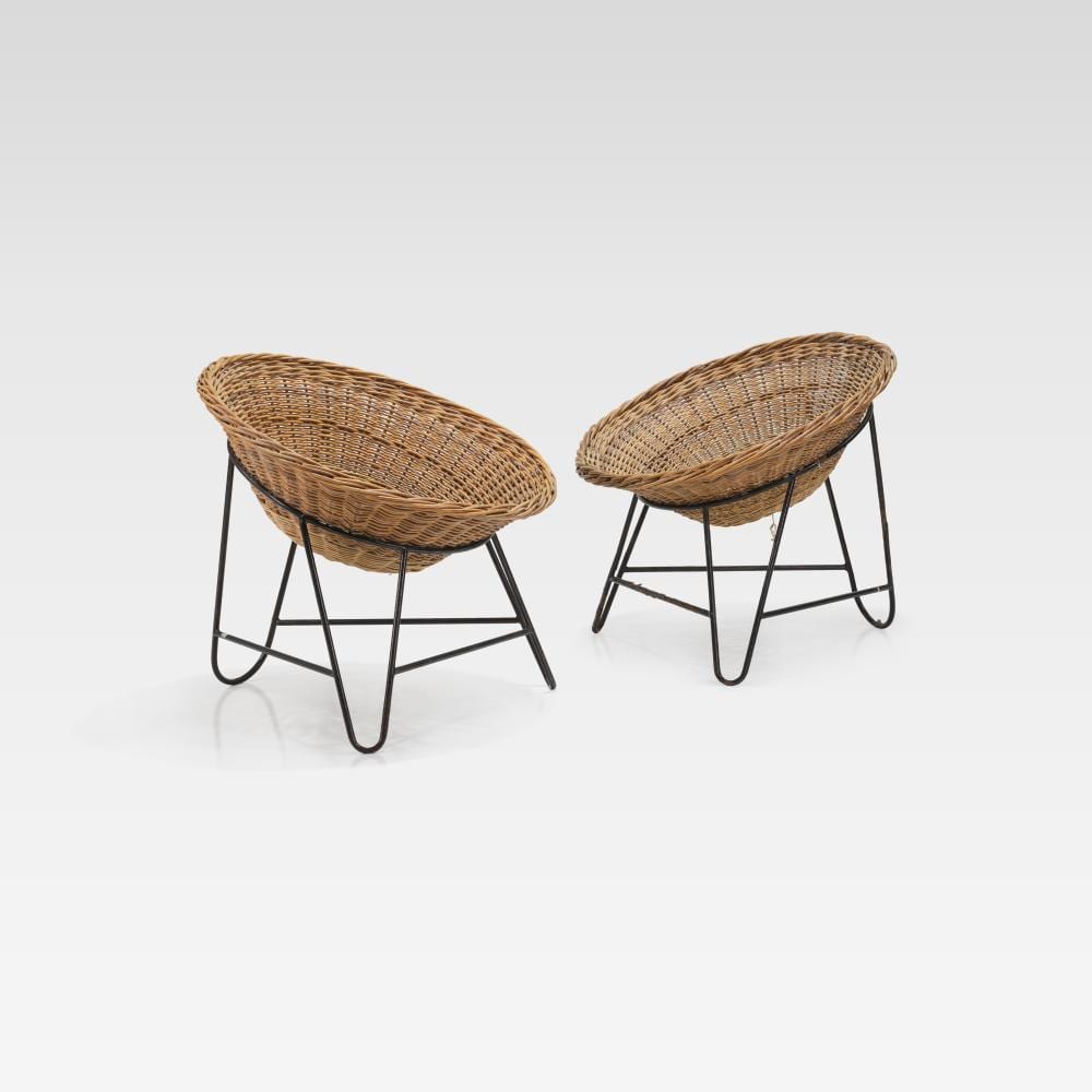 Mathieu Mategot comparable auction result: mathieu mategot attr wicker chairs