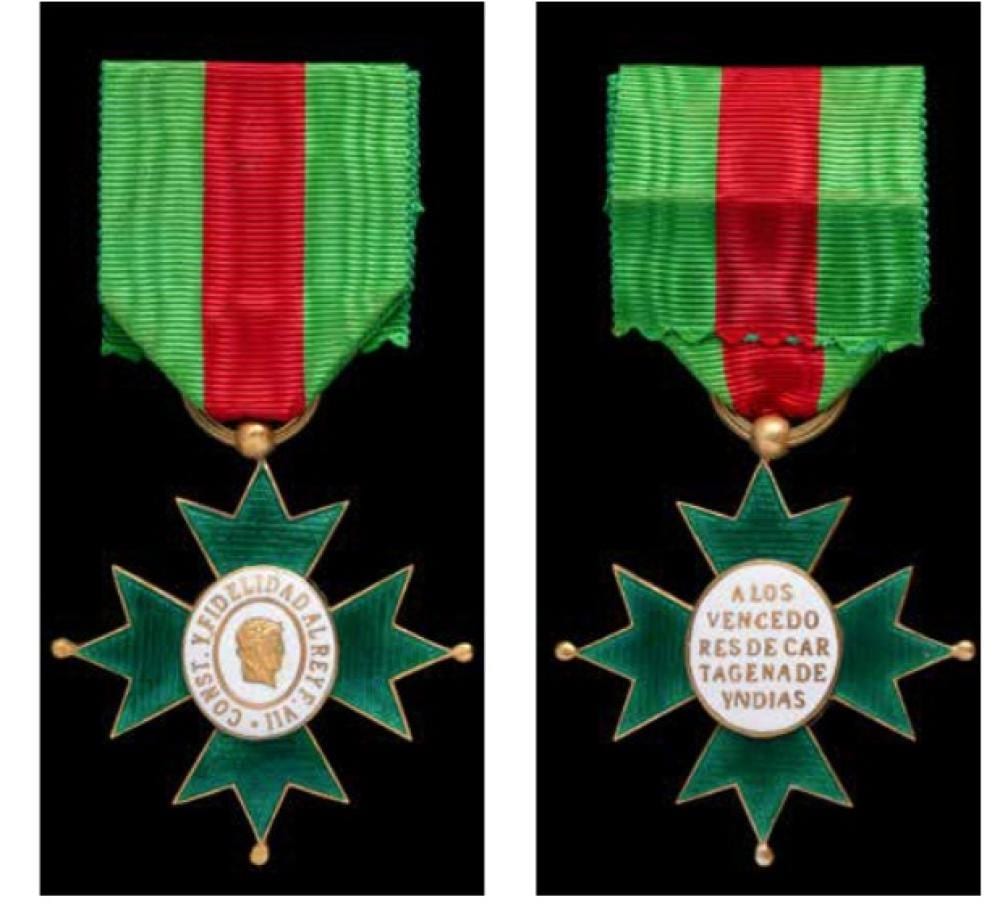 Condecoración de la Retoma de Cartagena de Yndias. sf (1815 ca.) comparable sale