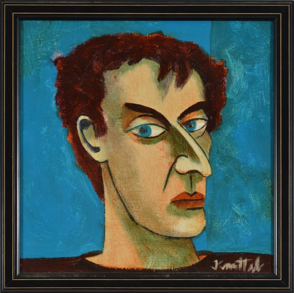 Graham Knuttel comparable auction result: graham knuttel 1954 2023 ireland self portrait oil on canvas signed lower right framed sight 10 x 10in overall 11 25 x 11 25in