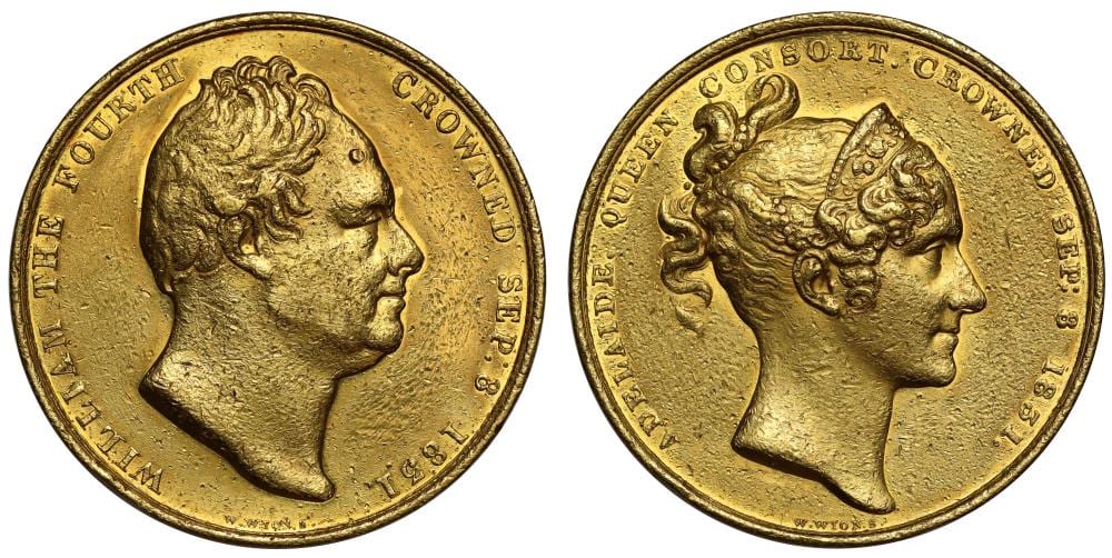 William Wyon comparable auction result: william iv 1831 gold coronation medal by william wyon