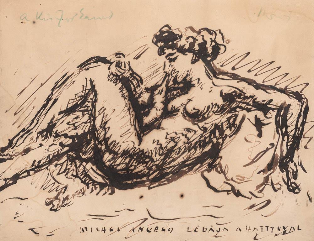 József Rippl-Rónai comparable auction result: j zsef rippl r nai kaposv r 1861 kaposv r 1927 michelangelo s leda with the swan between 1900 and 1913