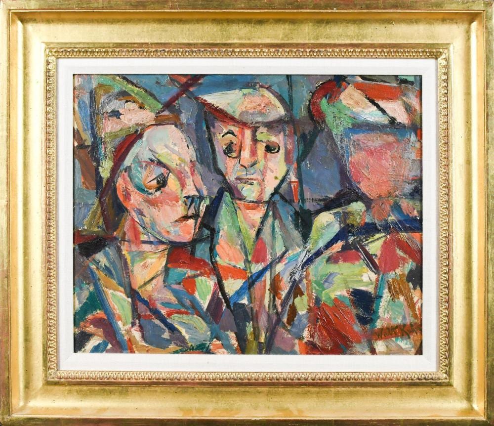 Walt Kuhn comparable auction result: walt kuhn oil cubist figures