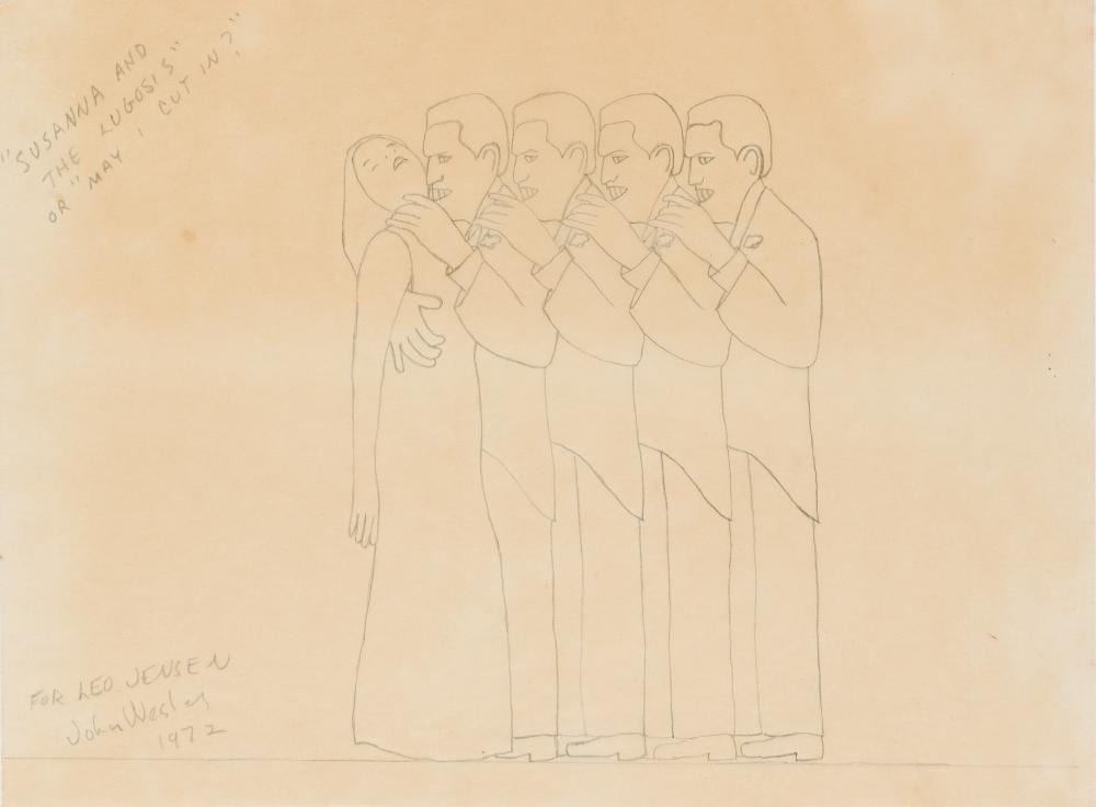 John Wesley comparable auction result: john wesley 1928 2022 susanna and the lugosis or may i cut in 1972