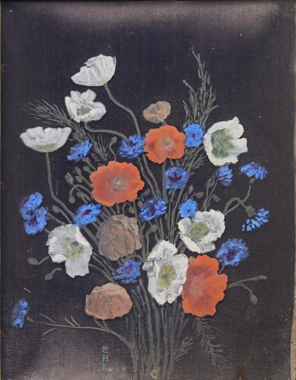 Erna Hoppe Kinross comparable auction result: erna hoppe kinross bouquet of poppies and cornflowers