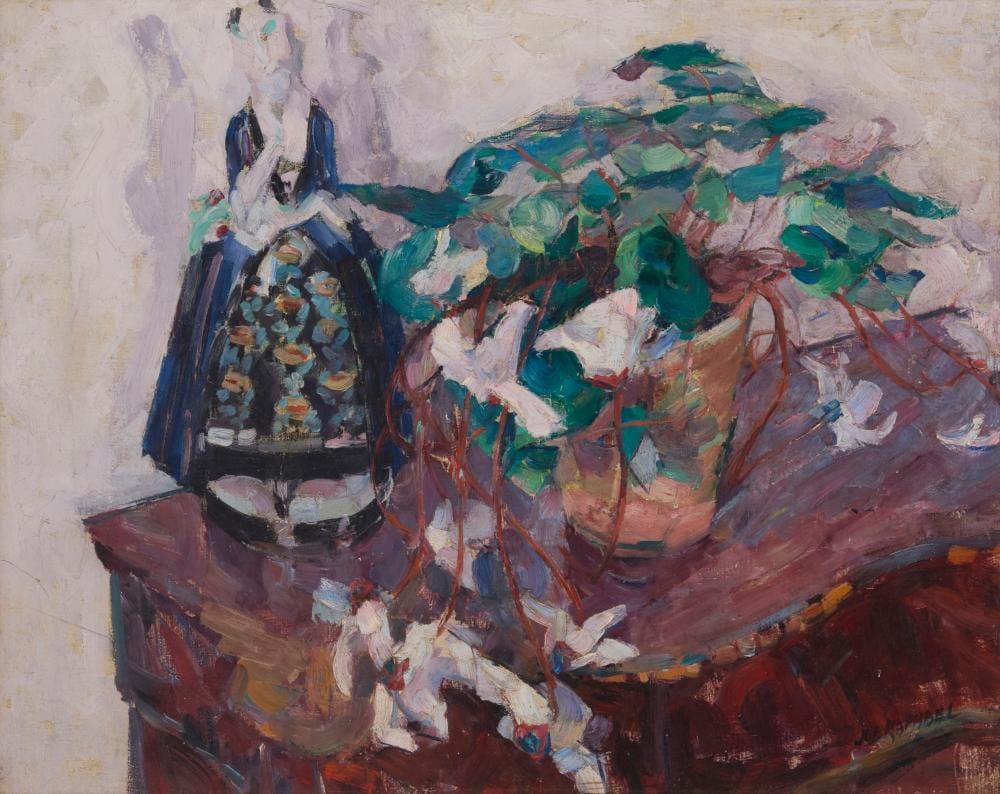Joseph Raphael comparable auction result: joseph raphael 1869 1950 still life with figurine and flowers