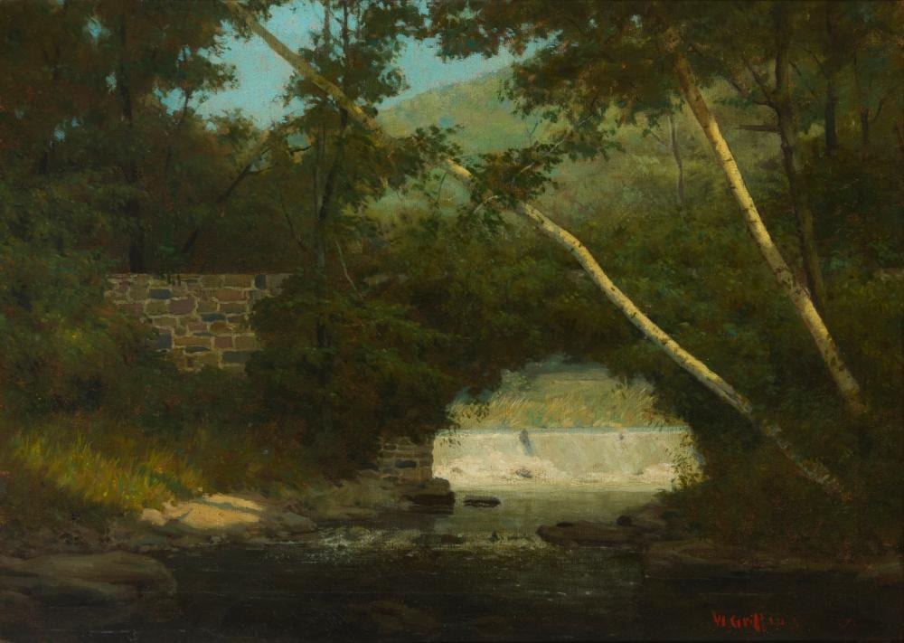 Walter Griffin comparable auction result: walter griffin 1861 1935 stream through a verdant landscape 1896