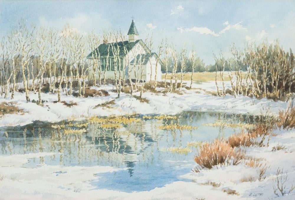 Ernest Luthi comparable auction result: ernest luthi spring comes to the little church in the wildwood