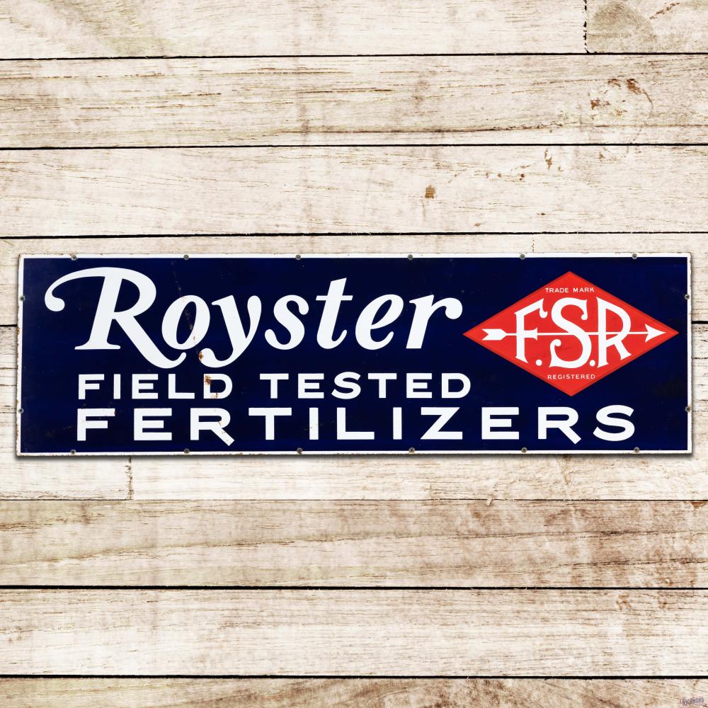 Royster Field Tested Fertilizer 5' Single Sided Porcelain Sign w/ Logo sold by Richmond Auctions, lot 422 — auction record photograph
