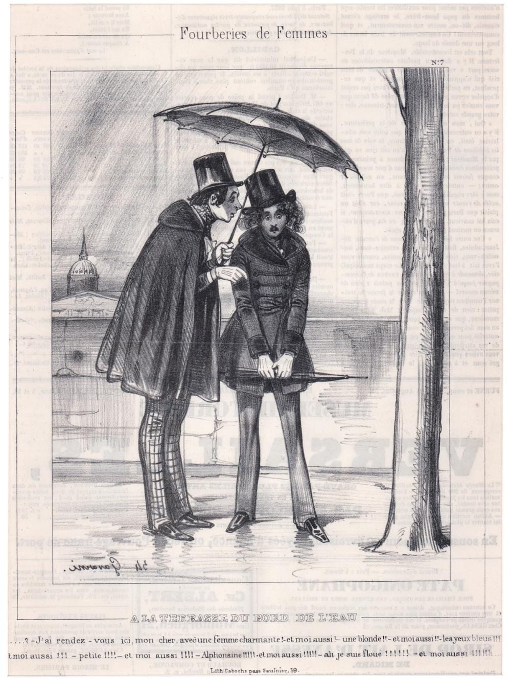 Paul Gavarni comparable auction result: paul gavarni lithograph le charivari magazine