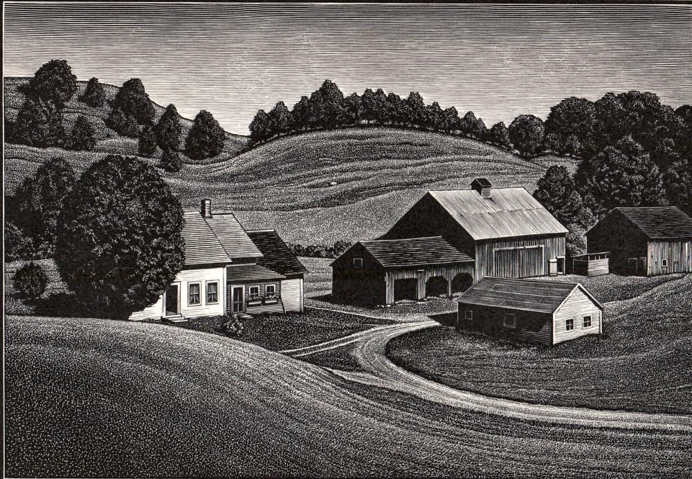 Asa Cheffetz comparable auction result: asa cheffetz signed wood engraving vermont