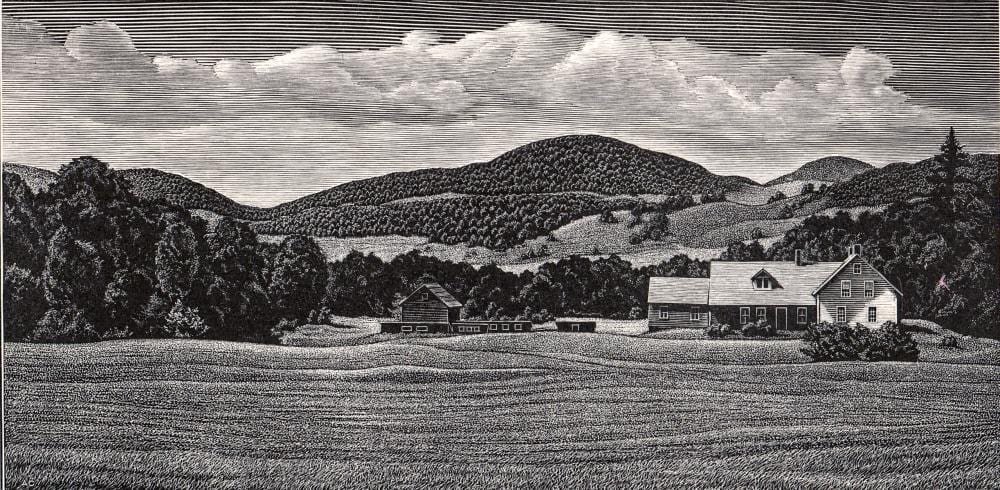 Asa Cheffetz comparable auction result: asa cheffetz signed wood engraving landscape