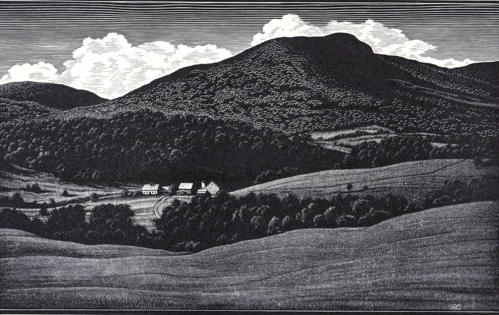 Asa Cheffetz comparable auction result: asa cheffetz signed wood engraving vermont