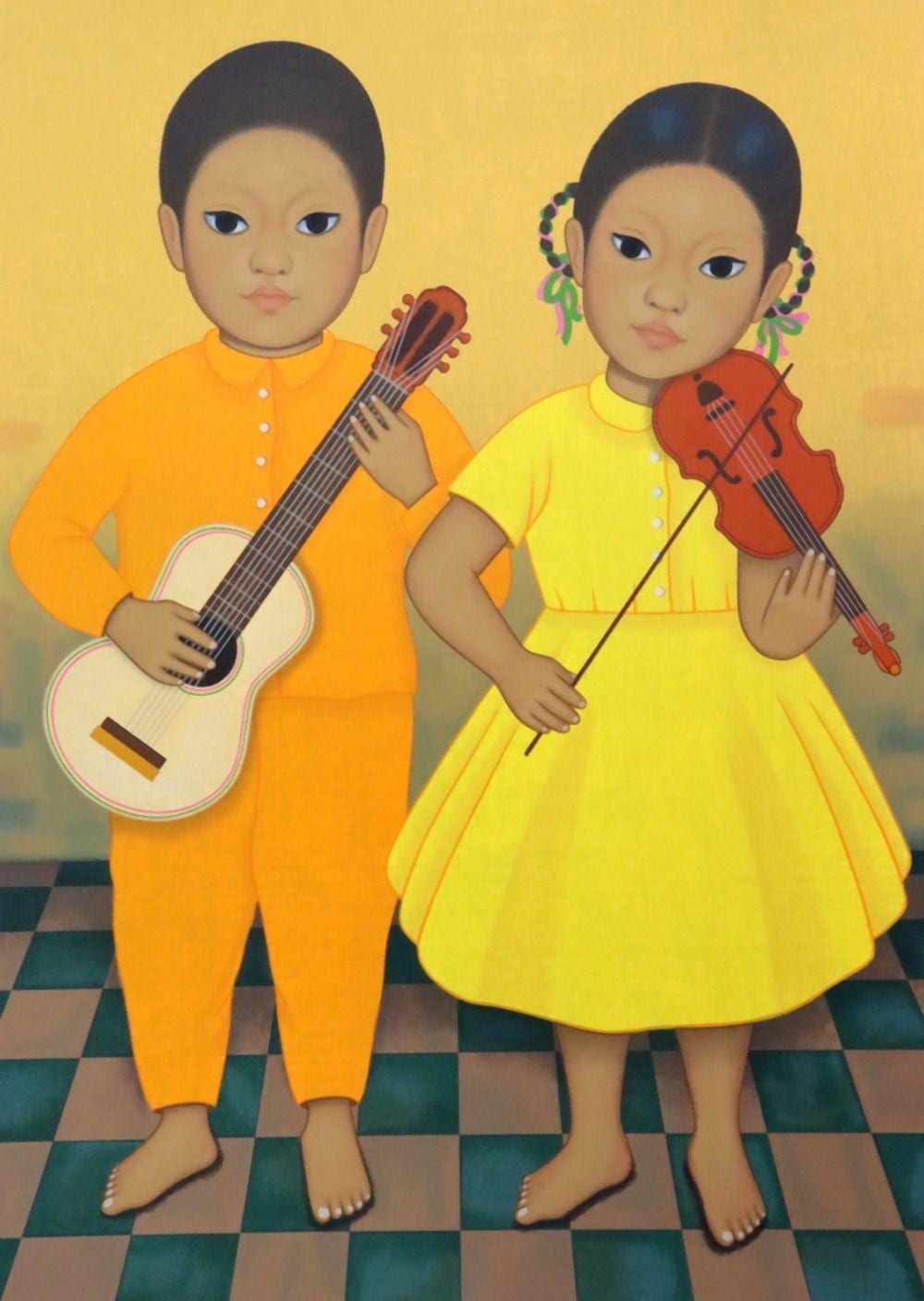 Gustavo Montoya comparable auction result: gustavo montoya musicos serigraph