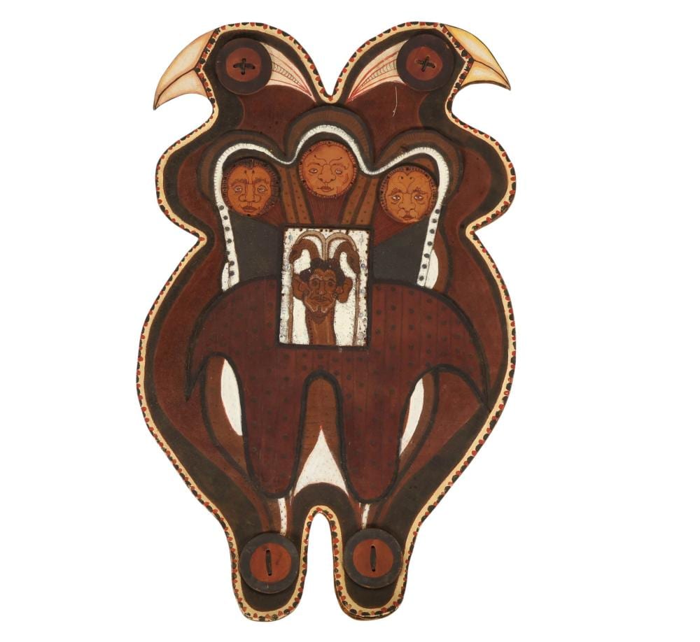 Martin Laborde comparable auction result: martin laborde b 1943 leather wall plaque painting