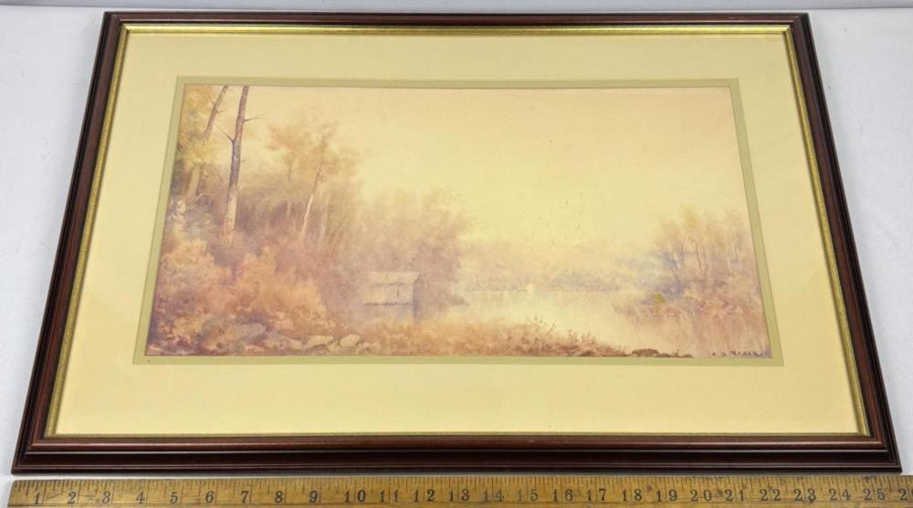 c d wader american 1849 1918 canandaigua ny building behing a stream landscape watercolor framed · One Source Auctions · 2026-05-25 Charles Dickens Wader comparable auction result: c d wader american 1849 1918 canandaigua ny building behing a stream landscape watercolor framed