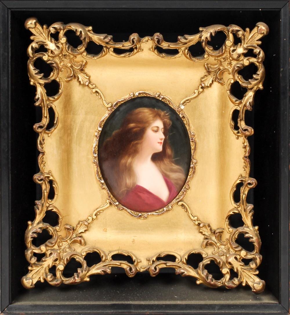 Angelo Asti comparable auction result: berlin porcelain portrait plaque reflection after angelo asti