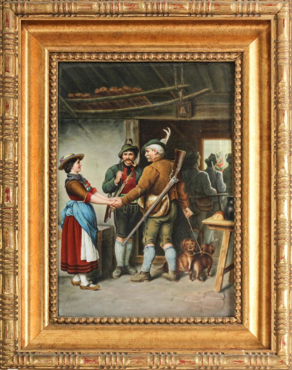 Franz von Defregger comparable auction result: antique berlin porcelain plaque the hunter s fairwell after franz von defregger
