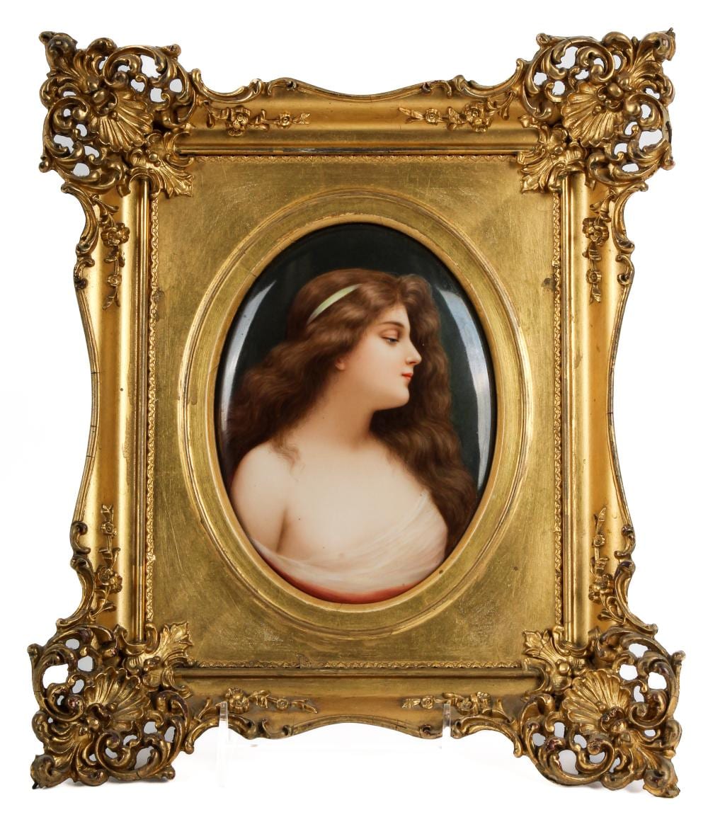 Angelo Asti comparable auction result: kpm porcelain portrati plaque after angelo asti