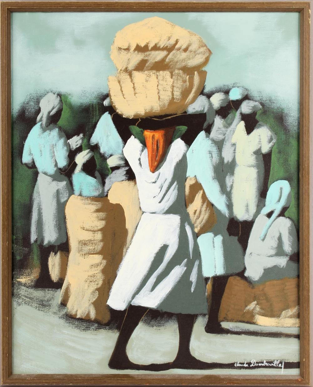 Claude Dambreville comparable auction result: claude dambreville haitian b 1934 market scene painting