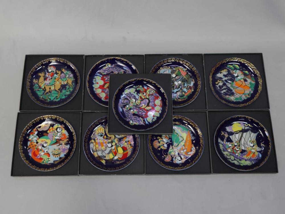 Bjorn Wiinblad comparable auction result: nine boxed rosenthal studio linie sindbad plates designed by bjorn wiinblad