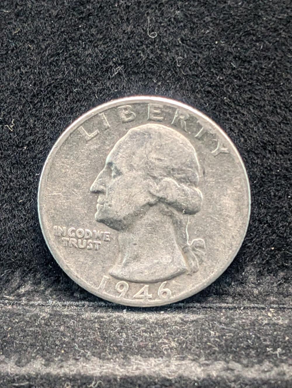 1946 wwii era 90 silver washington quarter 80 years old · Richard L. Edwards Auctioneer · 2026-05-19 Francois Walthery comparable auction result: 1946 wwii era 90 silver washington quarter 80 years old