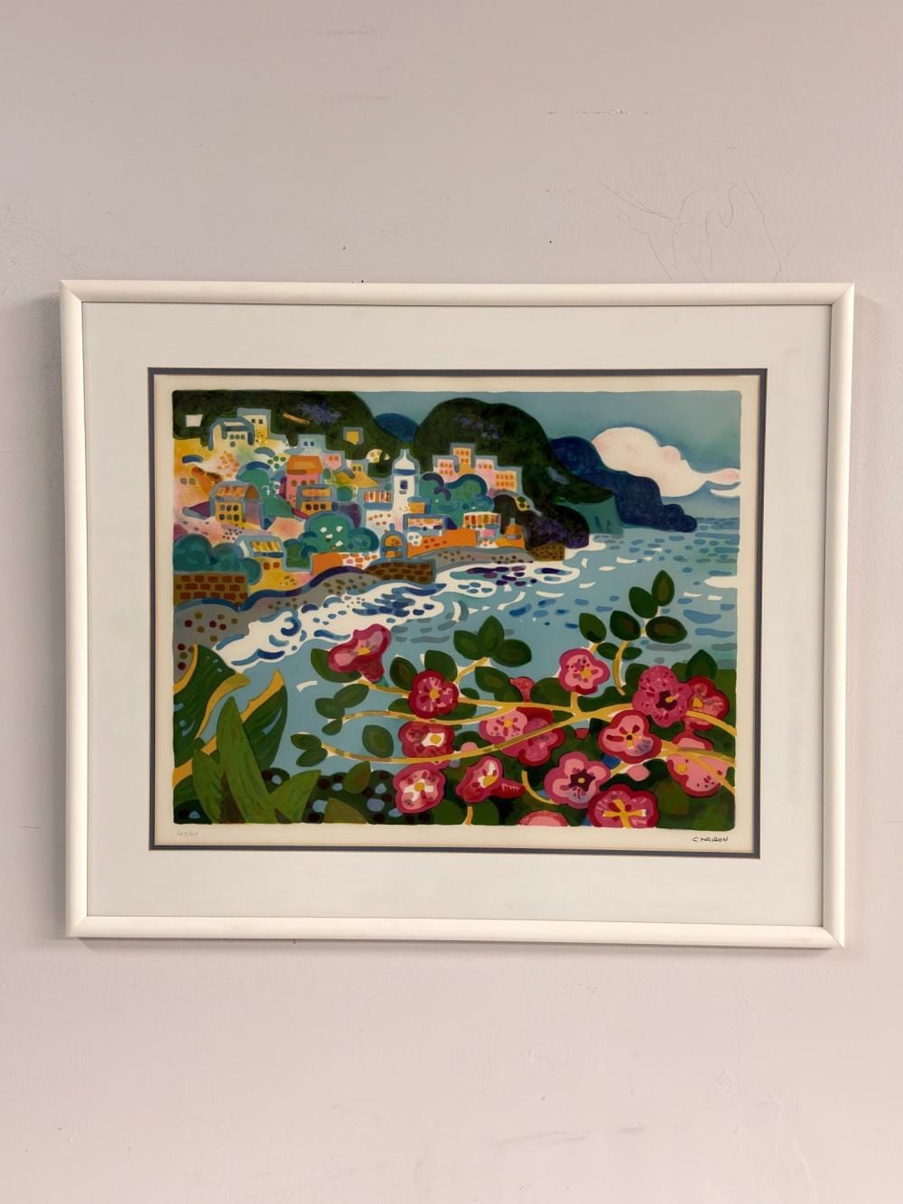 Guy Charon comparable auction result: guy charon french 1927 2021 lithograph on paper vibrant coastal scene signed