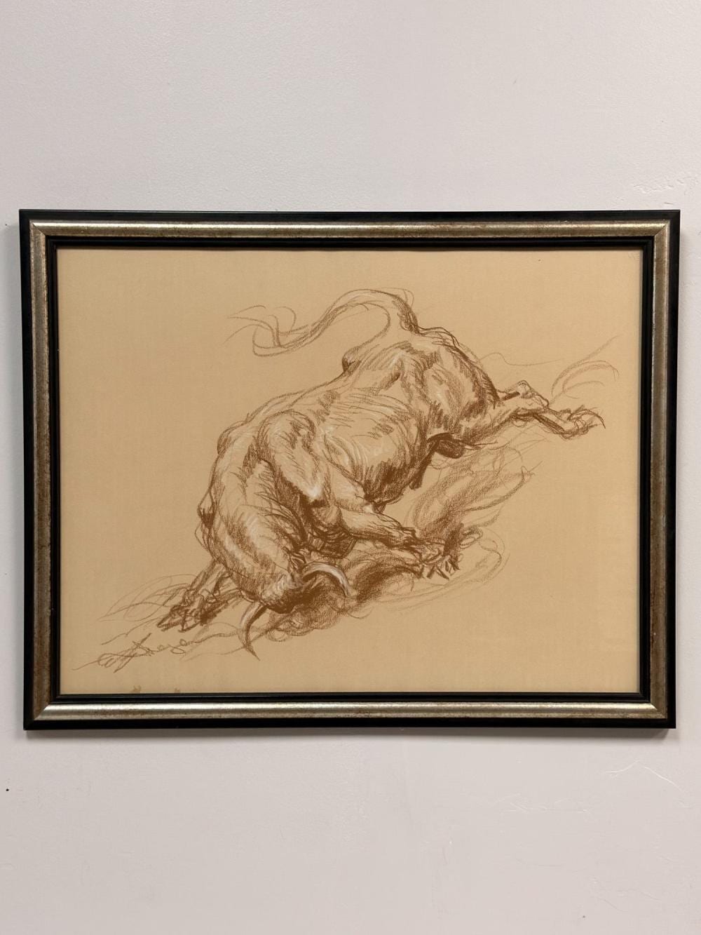 Gustav Rehberger comparable auction result: gustav rehberger american 1910 1995 wax crayon drawing charging bull signed