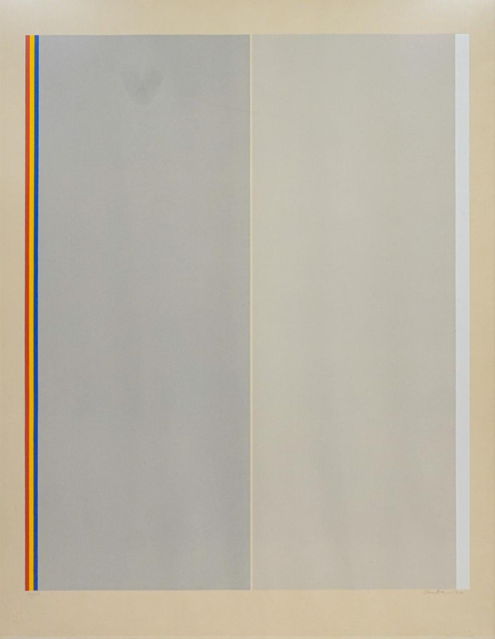 gene davis american 1920 1985 homage to barnett newman serigraph in color 1976 signed dated and numbered 13 100 frame 37 x 29 in 94 x 73 7 cm · Weschler's · 2026-05-19 Gene Bernard Davis comparable auction result: gene davis american 1920 1985 homage to barnett newman serigraph in color 1976 signed dated and numbered 13 100 frame 37 x 29 in 94 x 73 7 cm