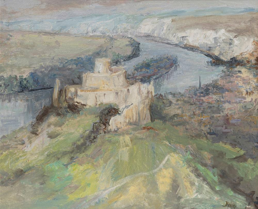 Moya Dyring comparable auction result: moya dyring 1908 1967 european river and castle scene oil on canvas signed lower right dyring 58 x 70cm 71 x 83cm overall