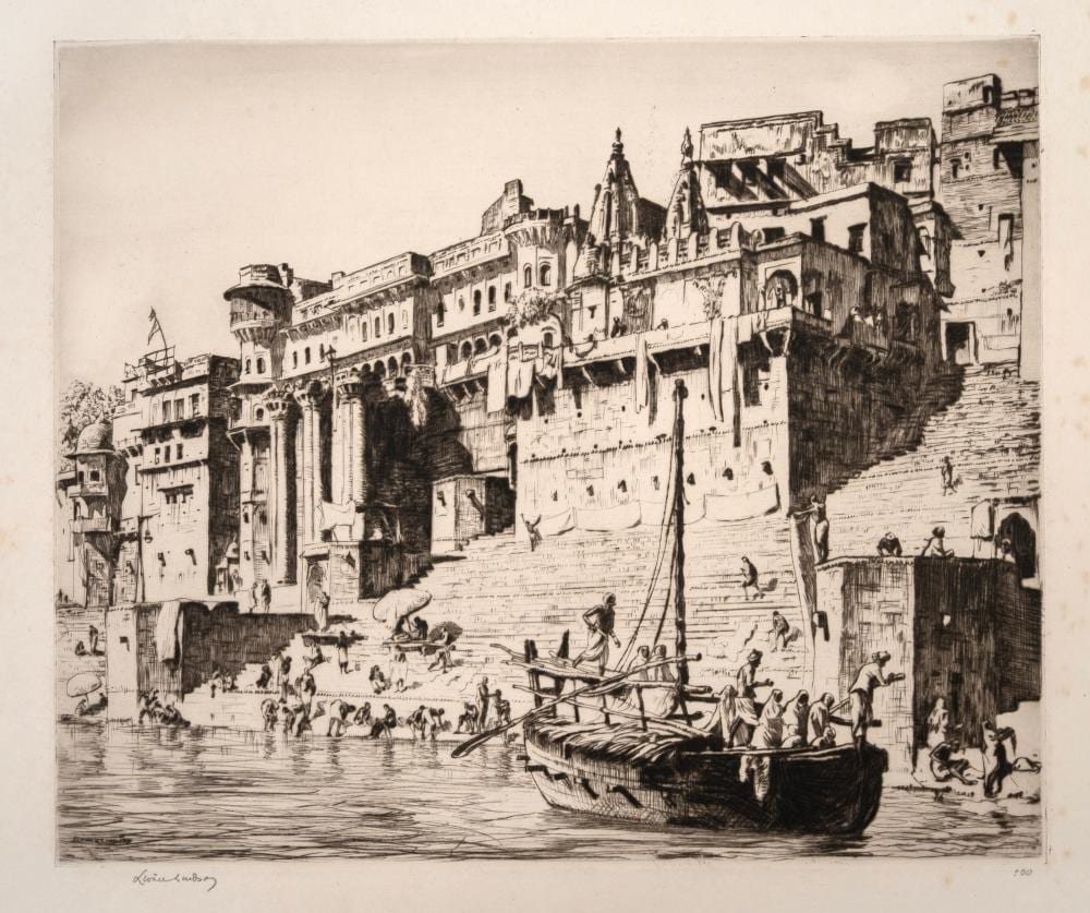 Lionel Lindsay comparable auction result: lionel lindsay 1874 1961 palaces benares drypoint etching signed in the lower margin lionel lindsay sheet size 34 x 43cm overall