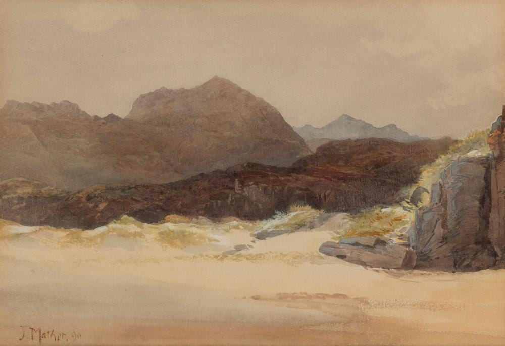 John Mather comparable auction result: john mather 1848 1916 landscape watercolour signed j mather 90 23 x 34cm 45 x 54cm overall