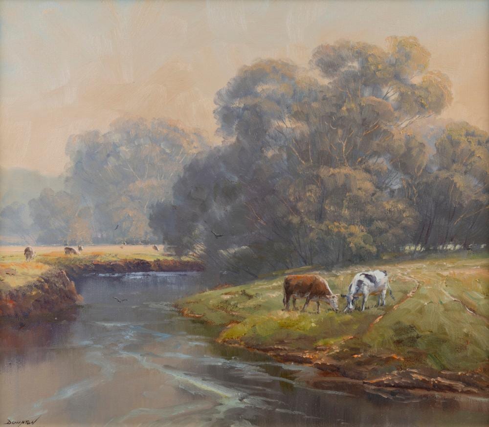 John (1939) Downton comparable auction result: john carey downton 1939 beyond the dawn oil on canvas board signed lower left downton 30 x 35cm 64 x 67cm overall
